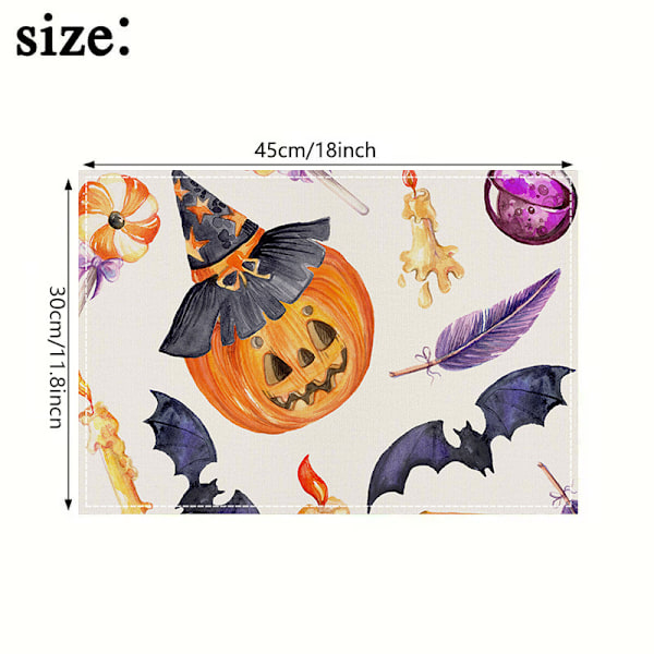 4 stk Halloween Linstoff Servietter Kjøkken Dekorasjon Bordmatte Høytidsfest Borddekorasjon Isolasjonsmatte Halloween Bordmatter