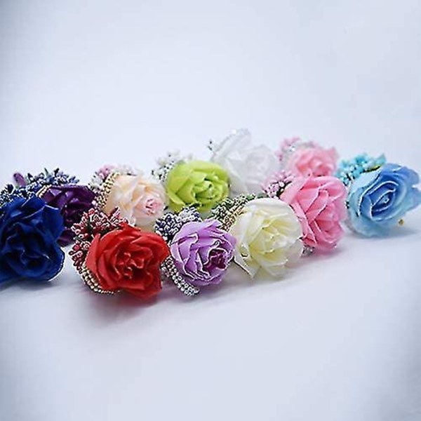 2 stk. Bryllups Boutonniere Kunstig Blomst Brudgom Groomsman Corsage Rose Silke Dragt Til Bryllup Prom Homecoming Champagne
