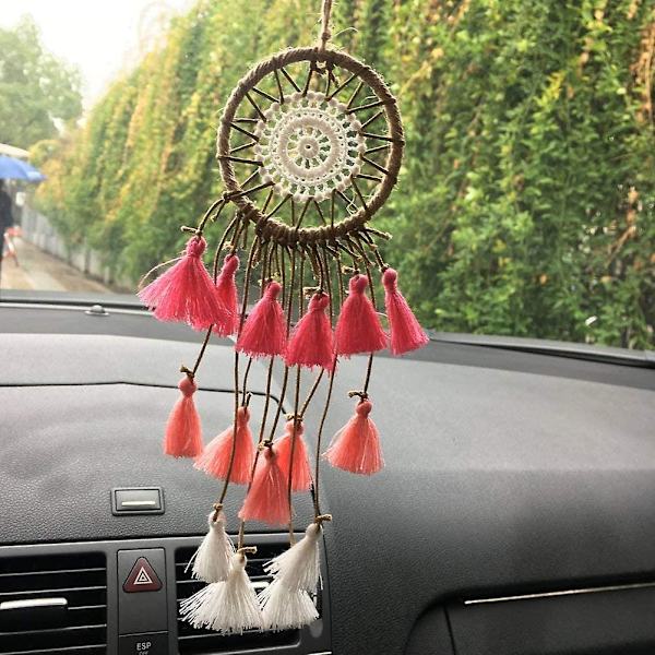 Mini drømmefanger til bilspejl (pink)