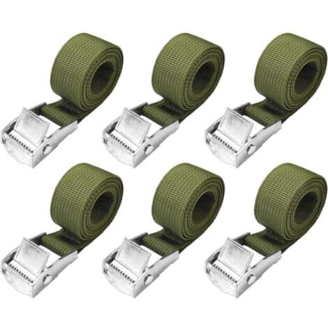1m Tie-Down Straps - Pack of 6 x 25mm Ratchet Straps - 250kg Load Capacity - Polypropylene for Secure Transport