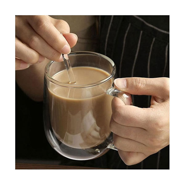 3 st 250-450 ml värmebeständig dubbelväggig tekopp öl kaffe handgjord kall dryck transparent