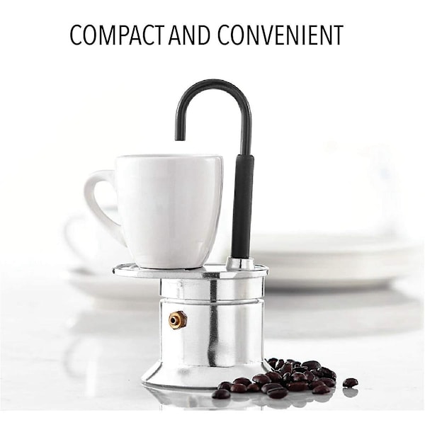 50 ml enkelrör Moka-kanna i aluminiumlegering, silver, spishäll, italiensk kaffebryggare, njut av Delicio