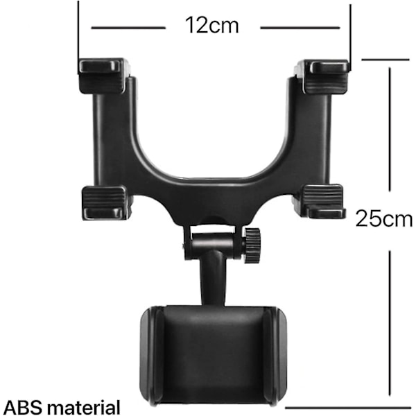 Taustapeilin puhelintelineen pidike, Auton puhelinteline - Puhelinteline, Puhelinteline 270 kääntyvällä ja säädettävillä pidikkeillä, Yleismaailmallinen älypuhelinkotelo, Bl