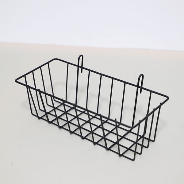 Metal Decorative Storage Basket Iron Grid Flower Pot Hanging Black