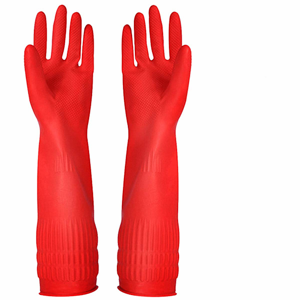 Husholdningshandsker i gummi og latex, lange, genanvendelige, til rengøring af køkkenet, naturlige gummihandsker til vask