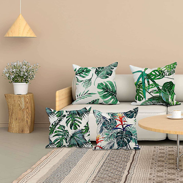4 utendørs puter for hagemøbler hageputer lin grønne putetrekk 18x18 tommer sofa