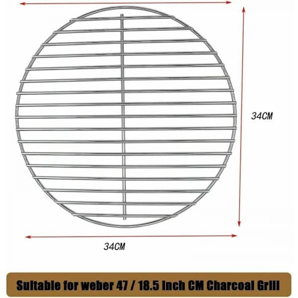 Rund grillrist forkromet stål erstatning til Weber kulgrill 34 cm / 13,5 tommer