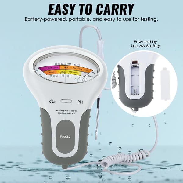 Two-in-one Chlorine pH Meter Pool Tester Handheld CL2 Level Meter Test Spa Water Quality Analysis Monitoring Analyzer
