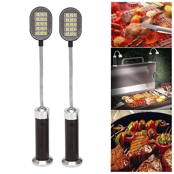 Grillbelysning med magnetisk bas, superljus LED-grillbelysning - 360 graders flexibel svanhals, väderbeständig