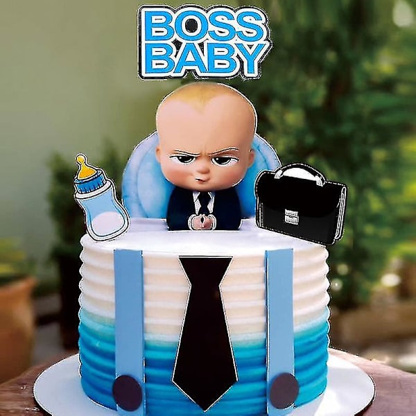 Uusi sarjakuva pomo onnellinen syntymäpäivä kakun päällinen söpö vauva poika cupcake toppers vauva suihku pojat lapset syntymäpäiväjuhlat kakun koristeet