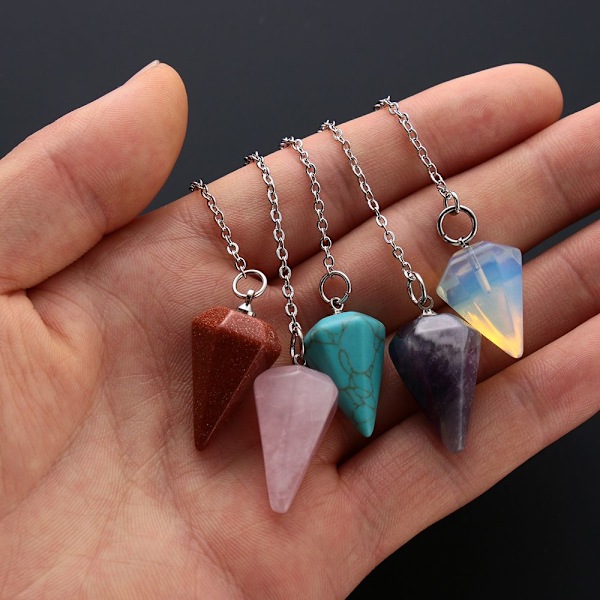 Luonnonkiviterapia Riipus Korut Reiki Pyramidi Kuusikulmainen Heiluri Ketjuriipus amuletti 9-Snowflake Stone