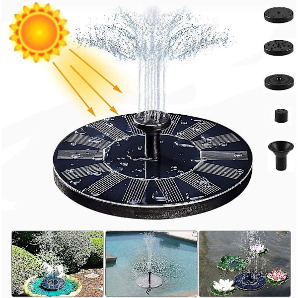 Solcellsfontän, 1,4 W solcellsdammpump med 4 effekter | Maximal 70 cm hög solvattenpump | Solcellsfontän