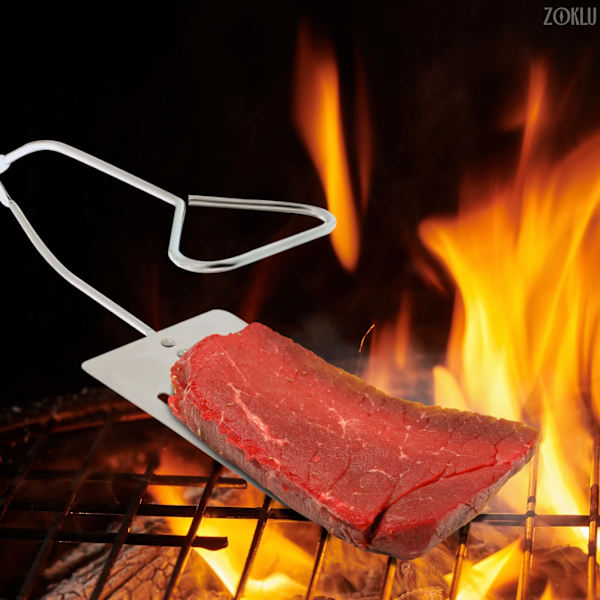 Grillspatel och tång i ett - Spatel och tång 2 i 1 Platt Spatel Metalltång för matlagning Lång Spatel för grillning - Grilltång