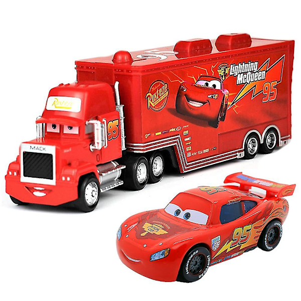 Elokuva Autot 2 3 Hahmot Salama McQueen & Kuningas & Chick Hicks & Mack Rekka Setä Metalli Die-Cast Leluauton Vehical Malli Lapsille Pojille Lahjat