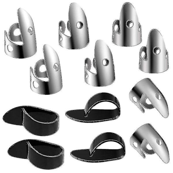 12 st stumtums fingerplockar i metall, justerbara fingerplockar i metall för bas, gitarrer och andra instrument