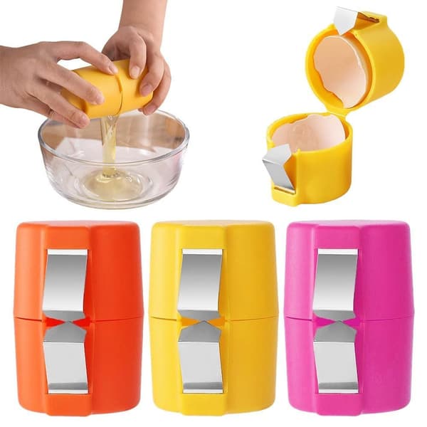 3-pakning Eggeskallfjerner, Håndholdt Eggknekker Multifunksjonell Eggkutter Eggknuser og Separator for Matlaging Camping Kjøkkenredskaper