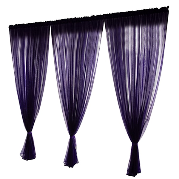 Simpel Stil Polyester Vindue Voile Tyl Gardiner Gennemsigtige Paneler Soveværelse Stue Indretning Lilla 1x2.7m 0.4