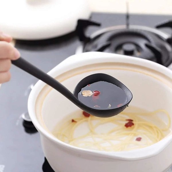 Suppesleiv, Non-Stick Silikonsleiv Skje Varmebestandig Kjøkkenskje Ergonomisk Serveringsskje Suppesleiv Skje med Komfortabelt Grep for Matlaging