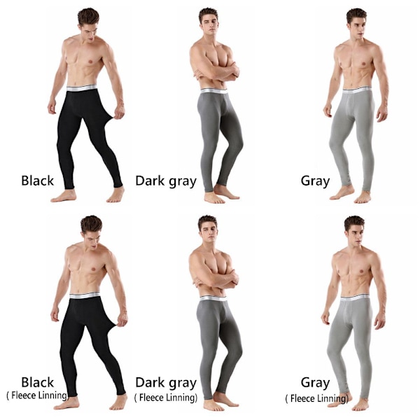 Termobyxor Herr Vinter Tjock Fleecefodrade Långa Varma Leggings Grå Gray XL