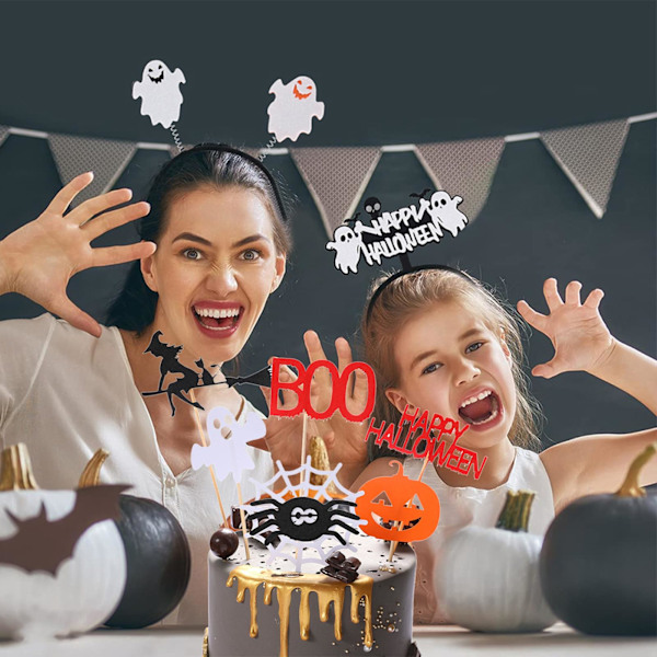 3-pack Halloween-tårta Topper, Tårta Dekoration Pumpa Cupcake Dekoration för Trollkarlsfest Spökfest Spindelfest