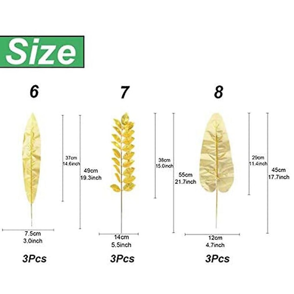24kpl Tekollisia Lehtiä Kultaisia Palmulehtiä Kultaisia Trooppisia Kasveja Palmulehtiä Hääjuhliin Kotiin DIY De