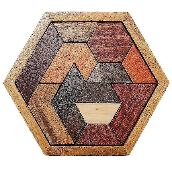 Diy  Tretre IQ-spill Puslespill Intelligent Tangram Hjernetrim Puslespill Barneleker|puslespill