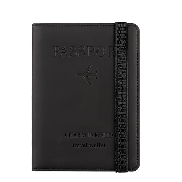 RFID Læder Pas Etui Dokument Rejse Pas Holder Sort black 14.8cmX1cmX11cm(5.82X0.39X4.33)