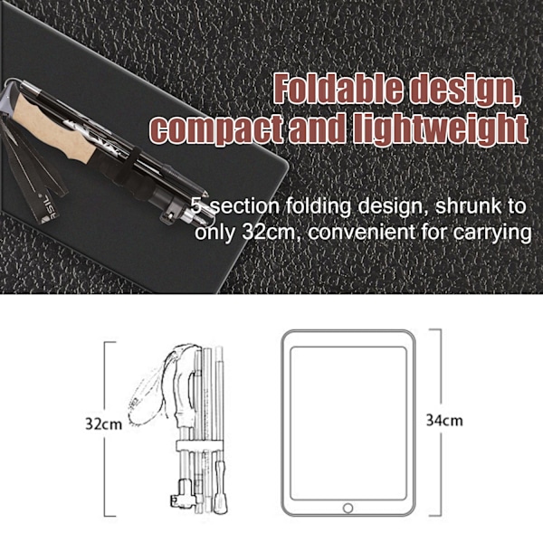 Ultralette vandrestave foldbare / vandrestav 5 sektioner 1 par
