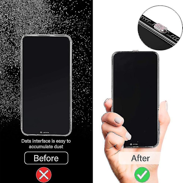 4 stk. støvtette plugger kompatible med iPhone, beskytter ladedekselet rosa