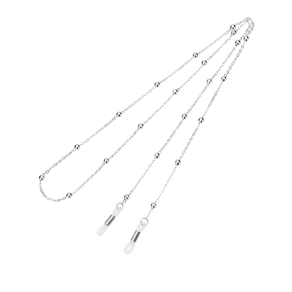 2 stk Brillekjede Perlekjede Brillegård Solbriller Lanyard Holderstropp, gull og sølv