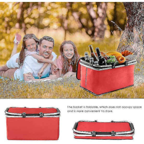 Picnic Kurv, Sammenklappelig, Isoleret, Sort, Blå, Rød