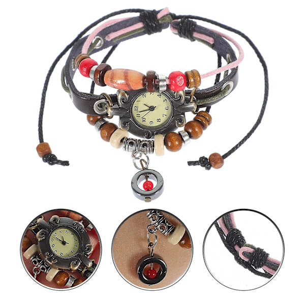 1 stk. Retro Unisex Ur Bånd Ure Læder Quartz Ur Stilfulde Ur Bånd
