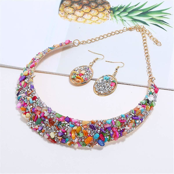 Rhinestone Halsband Guld Metall Halsband För Kvinnor Statement Halsband Halsband Smycken Tillbehör Set