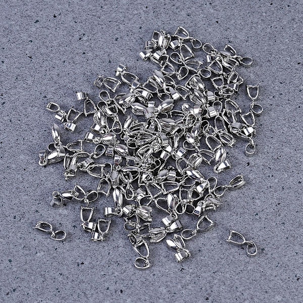 100 st metallklämma klämma pärla hänge kontakt smycken DIY tillbehör 16mm (Silver)