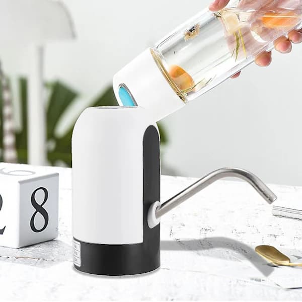Automatisk vattenflaskpump USB uppladdningsbar bärbar dricksvattendispenser för 2 till 5 gallon flaskor Svart Vit