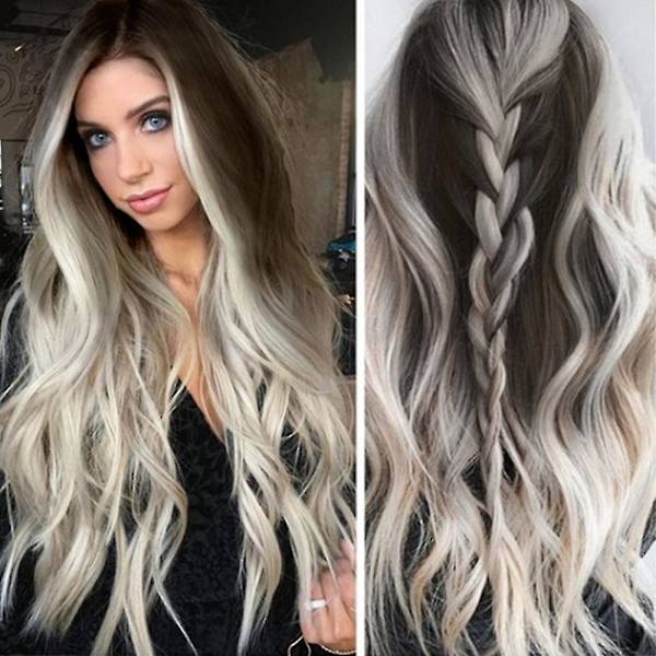 Kvinnor Gradient Lång Lockig Lockig Peruk Cosplay Fest Peruk