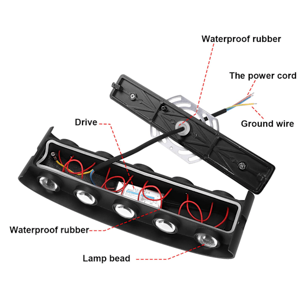 10W Vanntett Moderne Vegglamper LED Vegglampe Opp Ned Aluminium Vegglampe LED Innendørs Utendørs for Soverom Stue