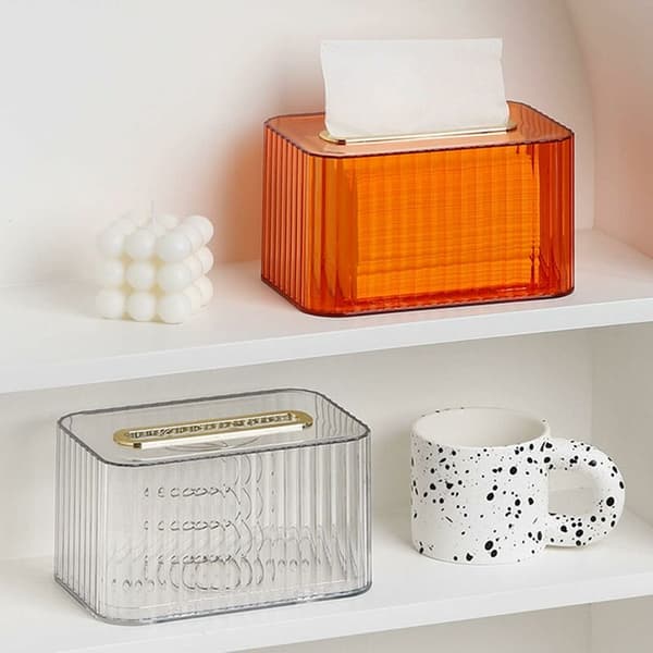 Rektangulær Serviettboks Holder, Transparent Serviettboks Holder, Serviett Dispenser for Hjem, Baderom, Soverom, Kommode (Transparent)