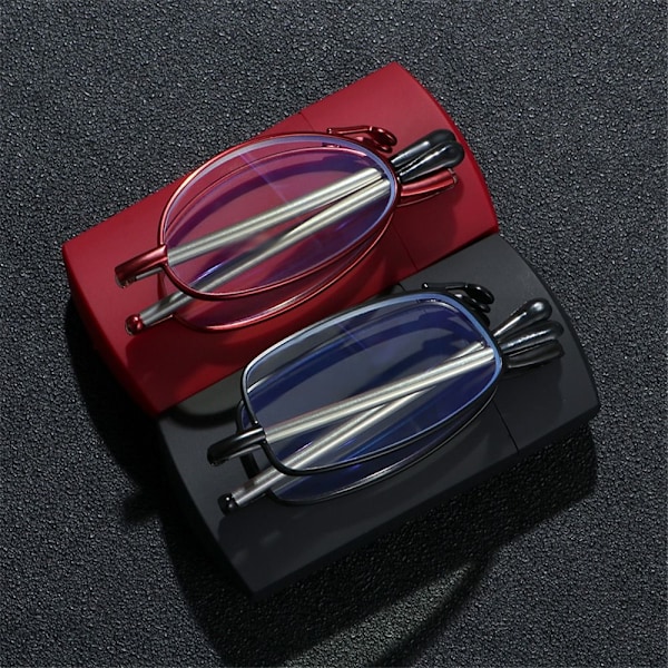 Unisex Blålysblokkerende Sammenleggbare Lesebriller Styrke +1.00~+4.00 med Etui Rød Red Strength 1.0x