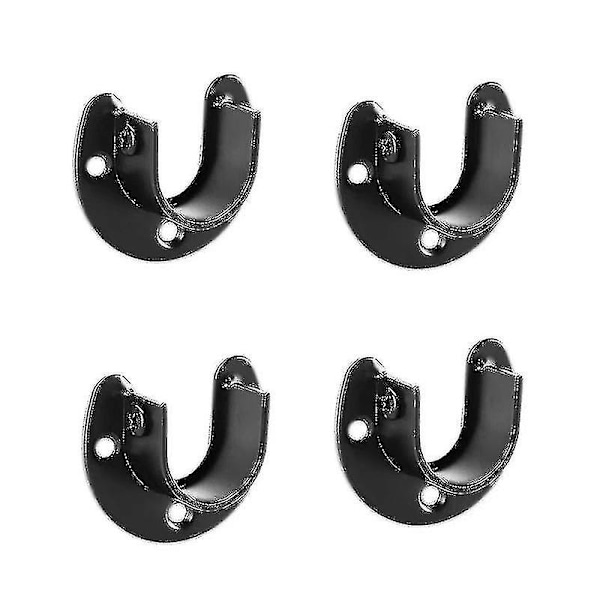 4 Pieces Of Round Tube Holder For Curtain Rod (25 Steel Open Flange/black),stainless Steel Open Flange Black Seat Clothes Rail Wardrobe Clothes Z