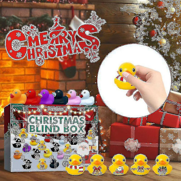 Julkalender leksakslåda 24 st set söt gummianka djur barn gåva