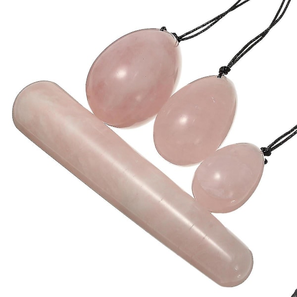 3Pcs natural rose quartz yoni egg kegel exercise 100mm massage stick manual massager chunchuan