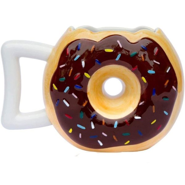 Keramisk Donut Kop - Den Bedste Kop Til Kaffe, Te, Varmt Chokolade Og Mere Sjov Kaffe Kop Gave - Brun