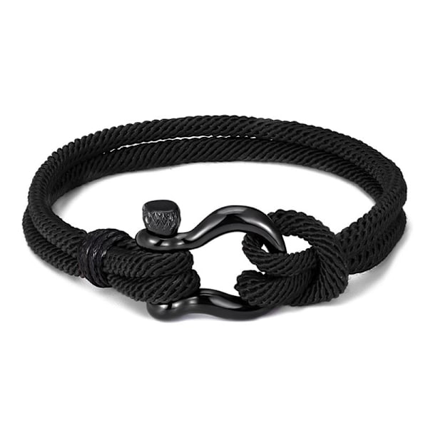 2 sorte nautiske armbånd til mænd, håndlavede af nylonreb, flettede