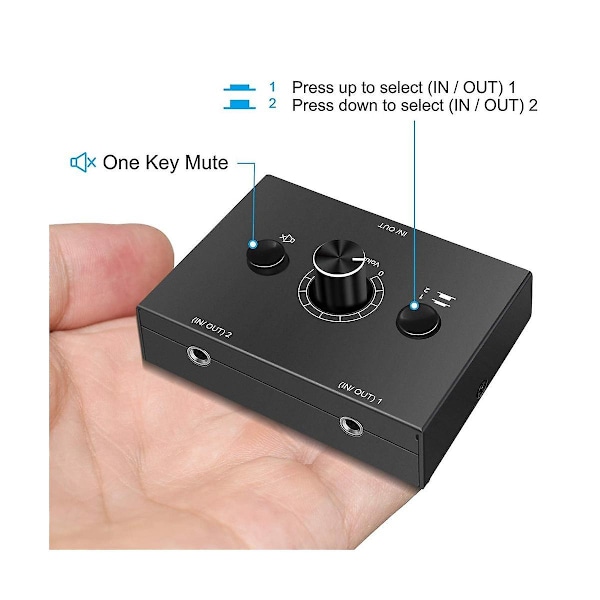 3,5 mm Stereo Audio Switch 2 In 1 Ut Audio Switcher Passiv Högtalare Hörlurar Manuell Väljare Delning