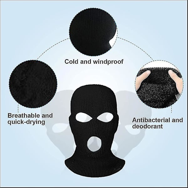 3 kappaletta 3 reikää neulottu balaclava balaclava tuulenpitävä ja lämmin koko kasvot urheilu