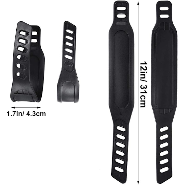 2 stk. treningssykkel pedalstropper, justerbar lengde U