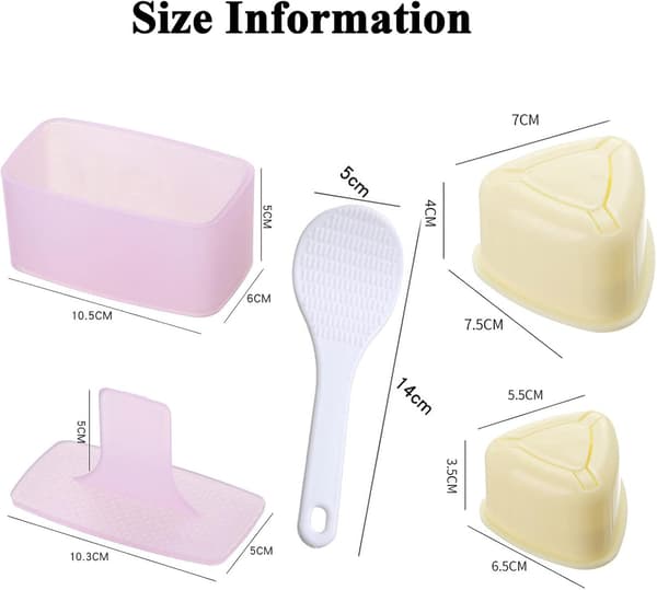Onigiri Formset, 3-pack PP Risboll och Musubi Press med Risspade för Bento Lunch och Hemmagjord DIY