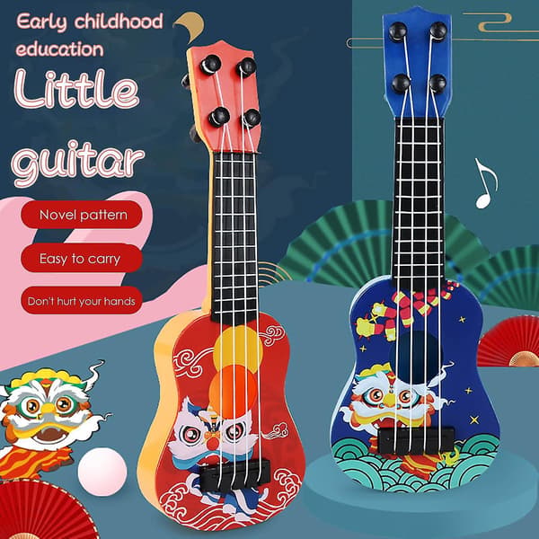 Mini Gitarr för Bebisar Barn Nybörjare Klassisk Mini Ukulele Gitarr Pedagogisk Musikinstrument Leksak för Barn Tidig Utbildning Röd Red