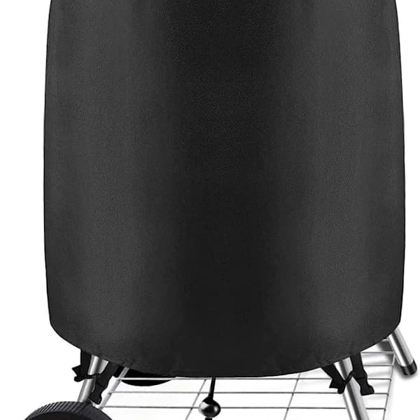 Rund BBQ Grillovertræk 210D Polyester Oxford PVC med snøre til udendørs havekulgrill Sort 70 x 70 cm